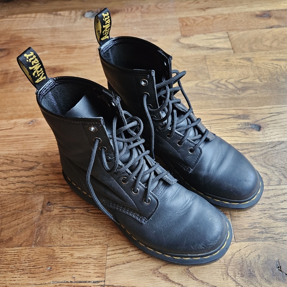 Dr. Martens Shoes - Dr. Martens Black Boots with Yellow Stitching